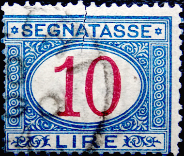 Италия 1893 год . Доплатная . 10 L . Каталог 2,50 €. 